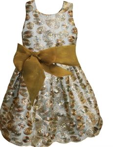 Isabel Garetton Gold silver sequin swirls dress 12